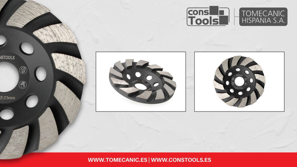 Constools — Tomecanic Hispania S.A. — Turbo Diamond Grinding Plate for high-performance dry grinding of concrete and cement.