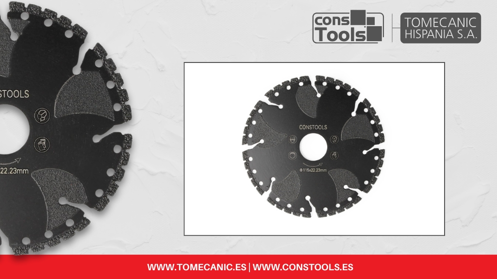 Constools — Tomecanic Hispania S.A. — READY MAX multi-material cutting disc for metal, stone, wood, and PVC. Ø115 mm.