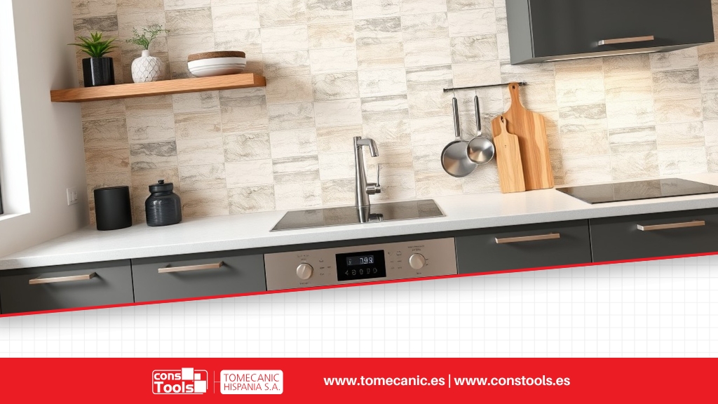 Constools — Tomecanic Hispania S.A. — Decorative trims with stainless steel, aluminum, and brass finishes for ceramic coverings