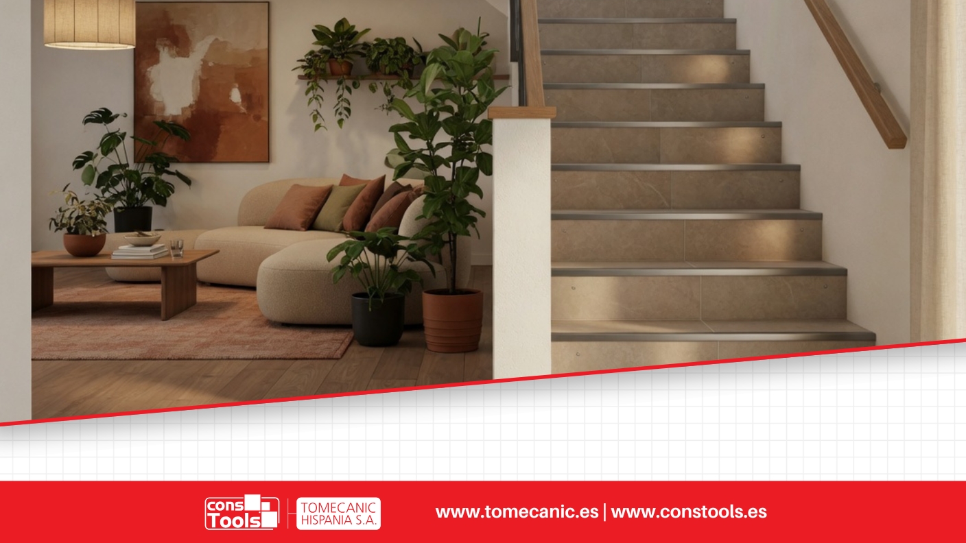 Constools — Tomecanic Hispania S.A. — Technical stair profile for improved safety, stability and professional construction finishes.