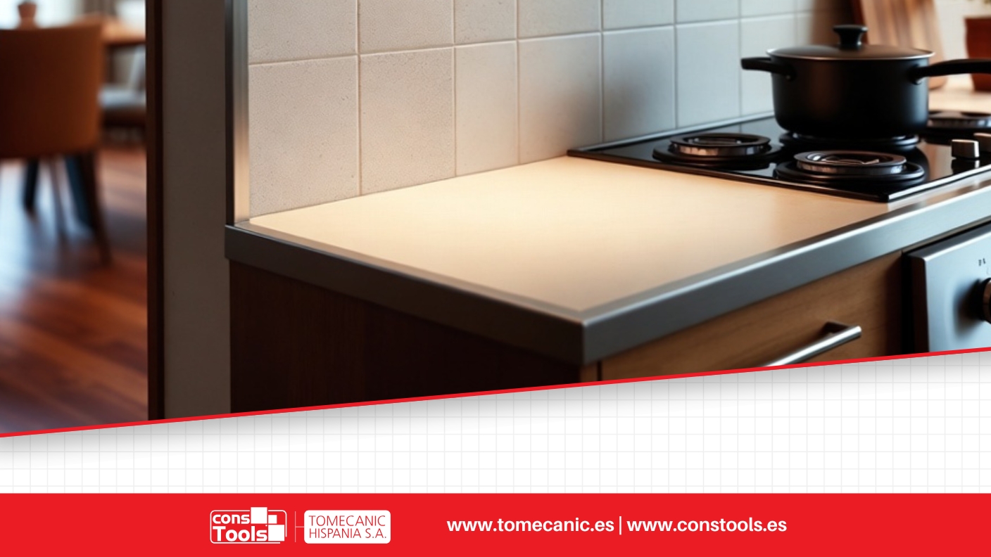 Constools — Tomecanic Hispania S.A. — Corner profiles for ceramic protection in high-impact areas with durable and aesthetic finishes.