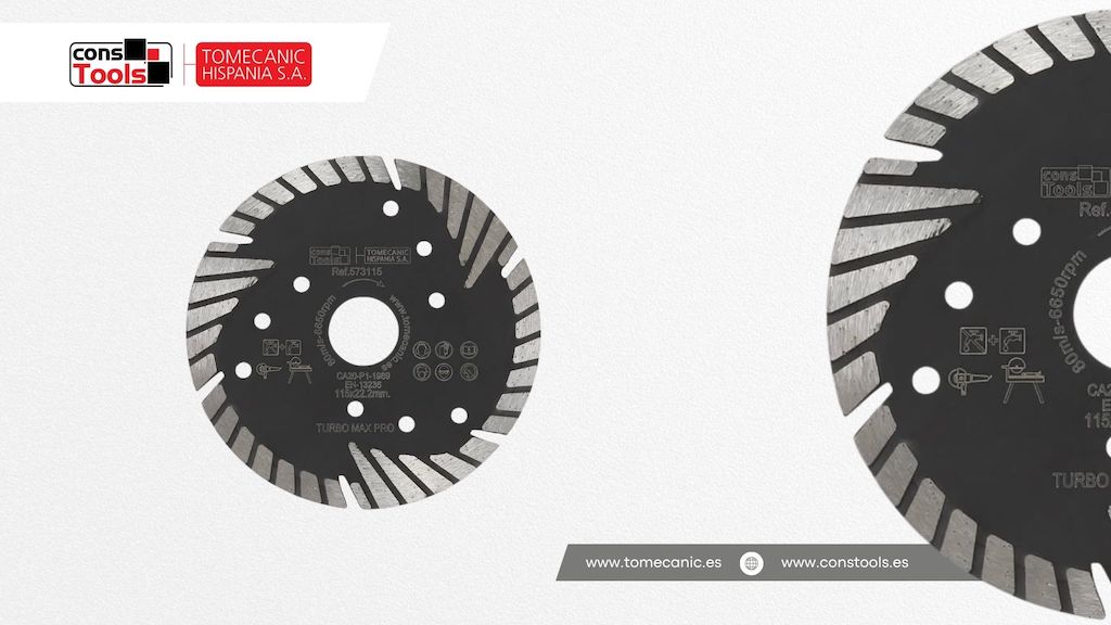 Constools — Tomecanic Hispania S.A. — TURBO MAX PRO diamond blade for fast, precise and efficient cutting of ceramic and porcelain materials.